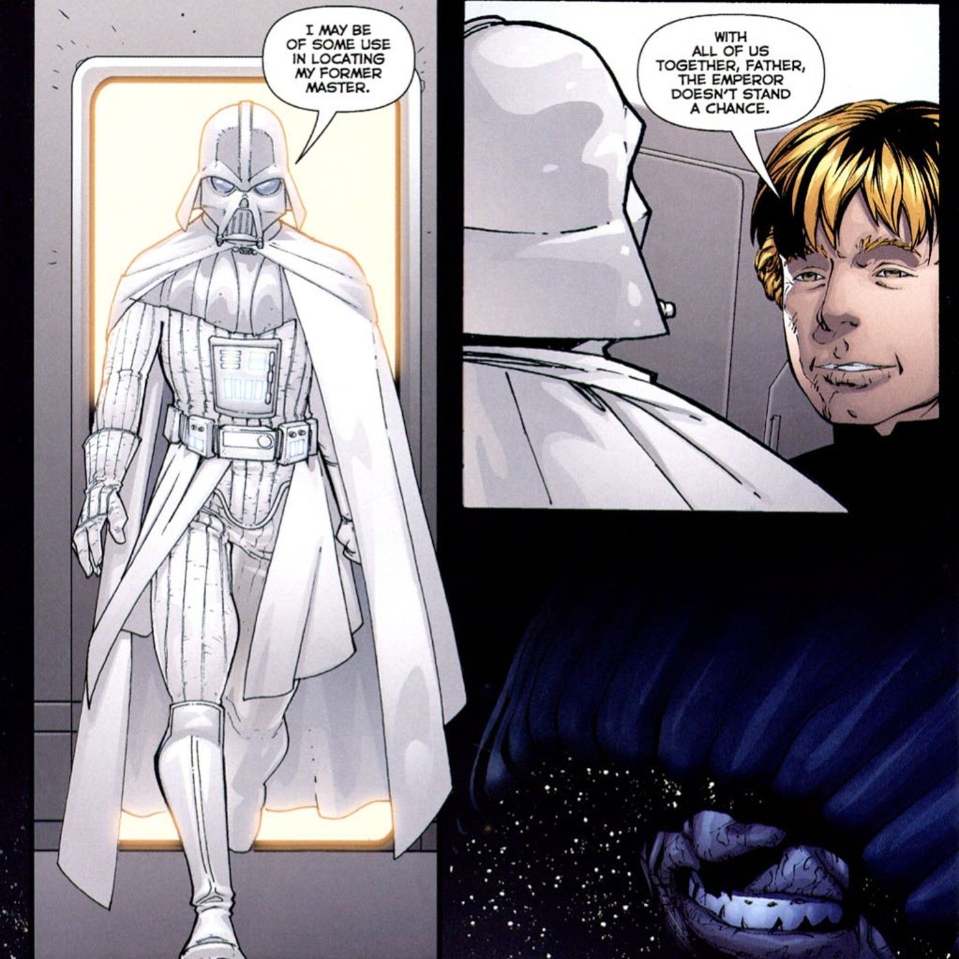 Darth Vader and Luke swear to find Palpatine together