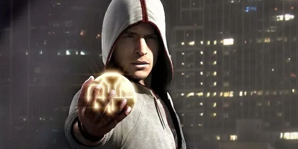 Desmond Miles holds an Apple of Eden in Assassins Creed III Cropped