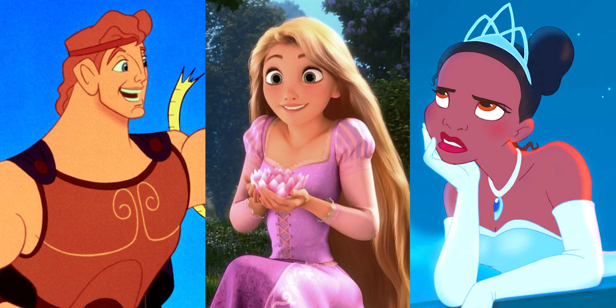 Three images side by side of Disney characters.