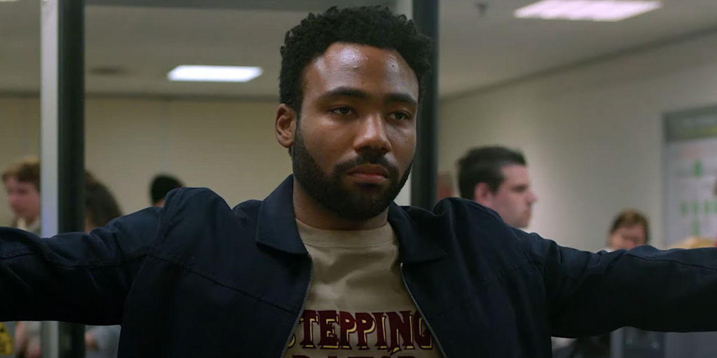 Donald Glover as Earn in Atlanta spreads his arms in airport security.