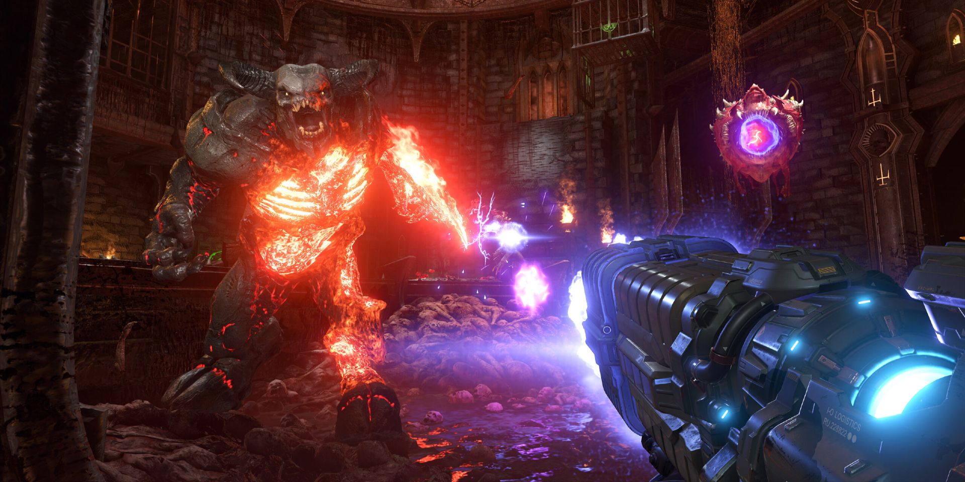 A screenshot form the 2020 FPS game Doom Eternal.