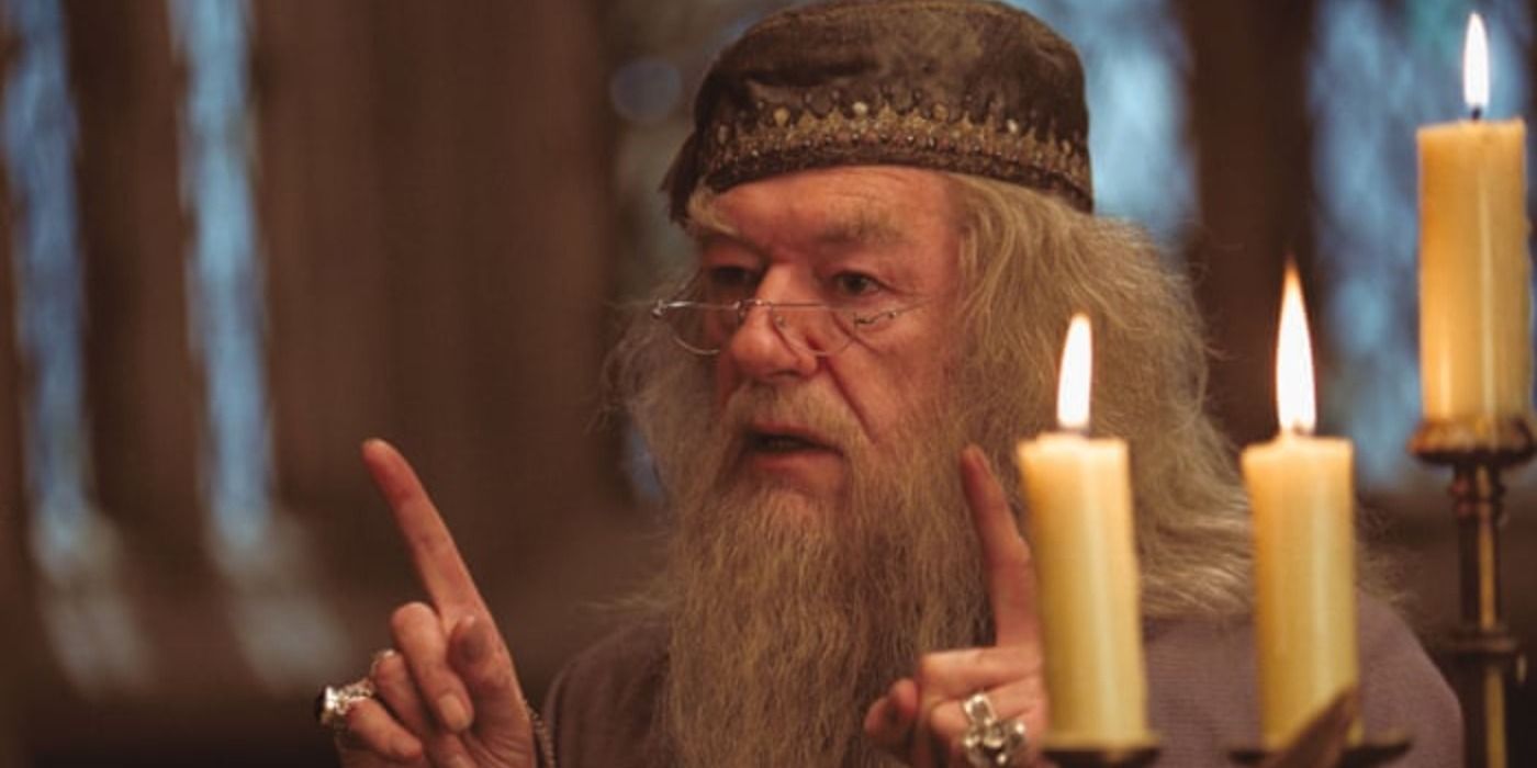 Dumbledore in the Great Hall in Harry Potter and the Prisoner of Azkaban