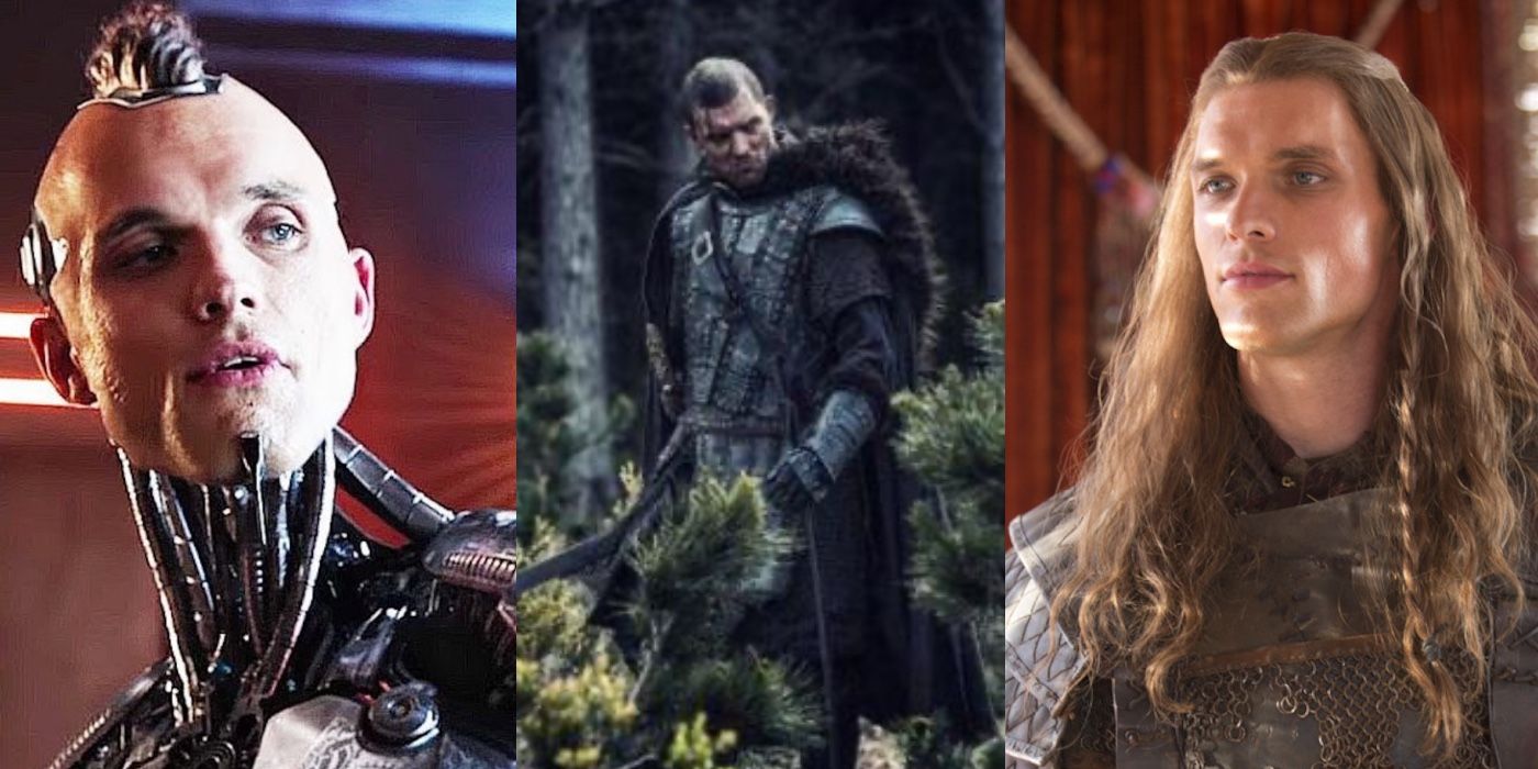 Three side by side images of Ed Skrein roles.