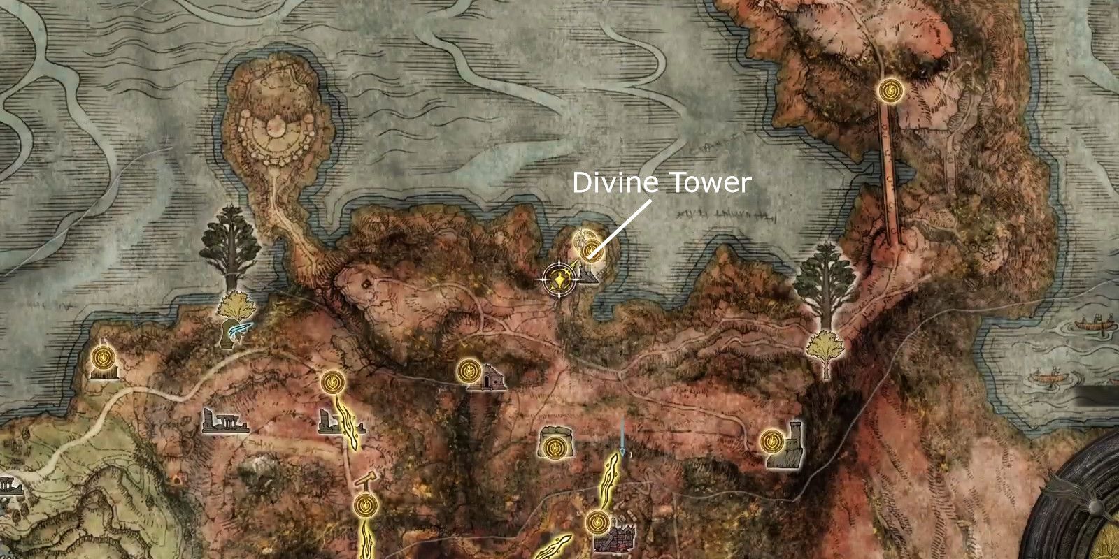 Elden Ring Caelid Divine Tower Map Location