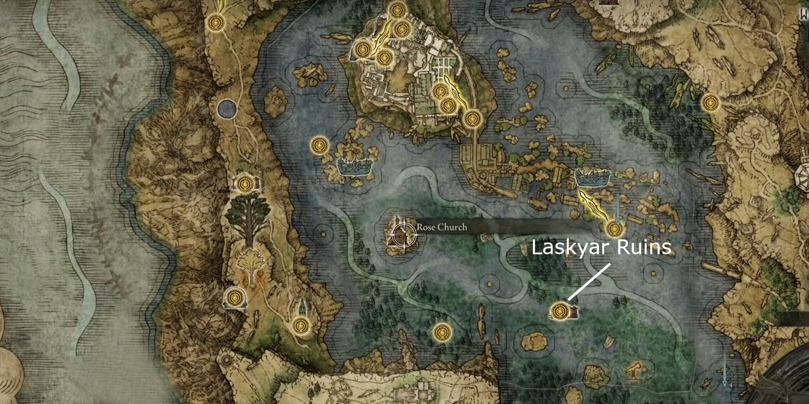 Elden Ring Laskyar Ruins Location Map