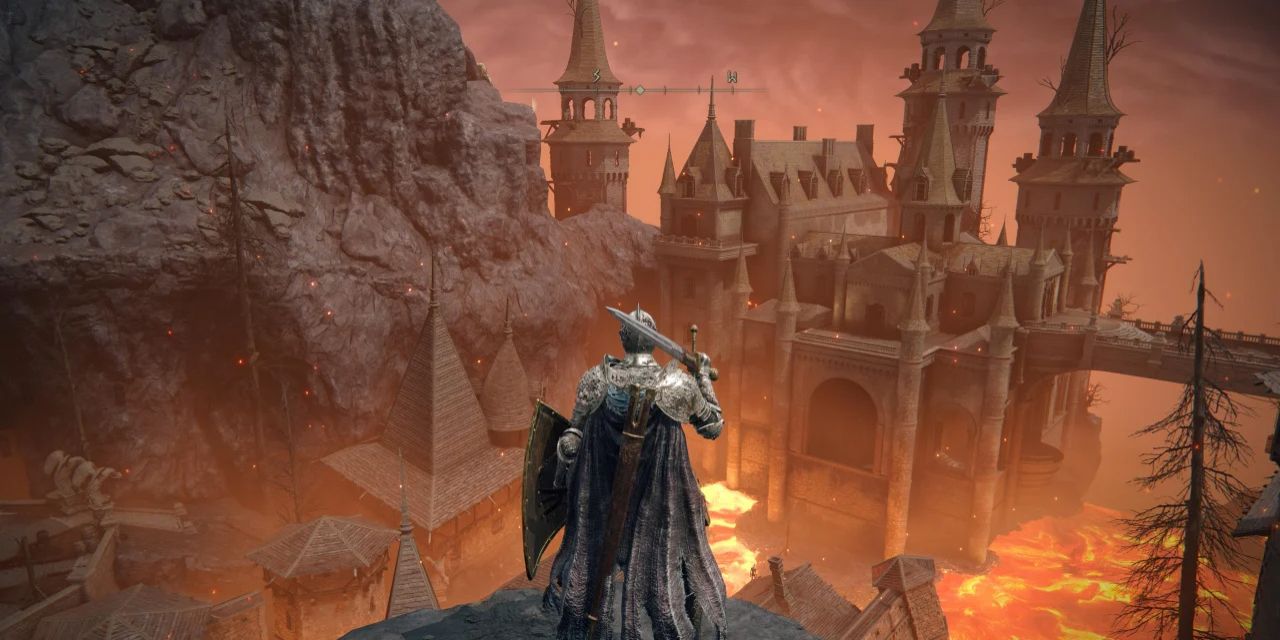 A player exploring Elden Ring's Volcano Manor legacy dungoen.