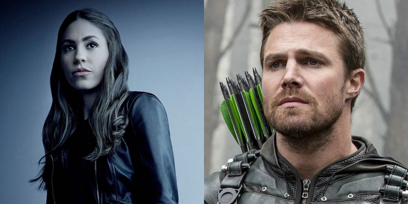 A split image depicts Elena Rodriguez in Agents Of SHIELD and Oliver Queen in Arrow
