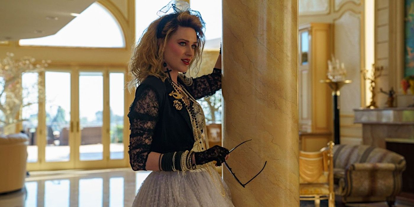 Actress Evan Rachel Wood dressed in iconic Madonna costume for the Weird Al biopic
