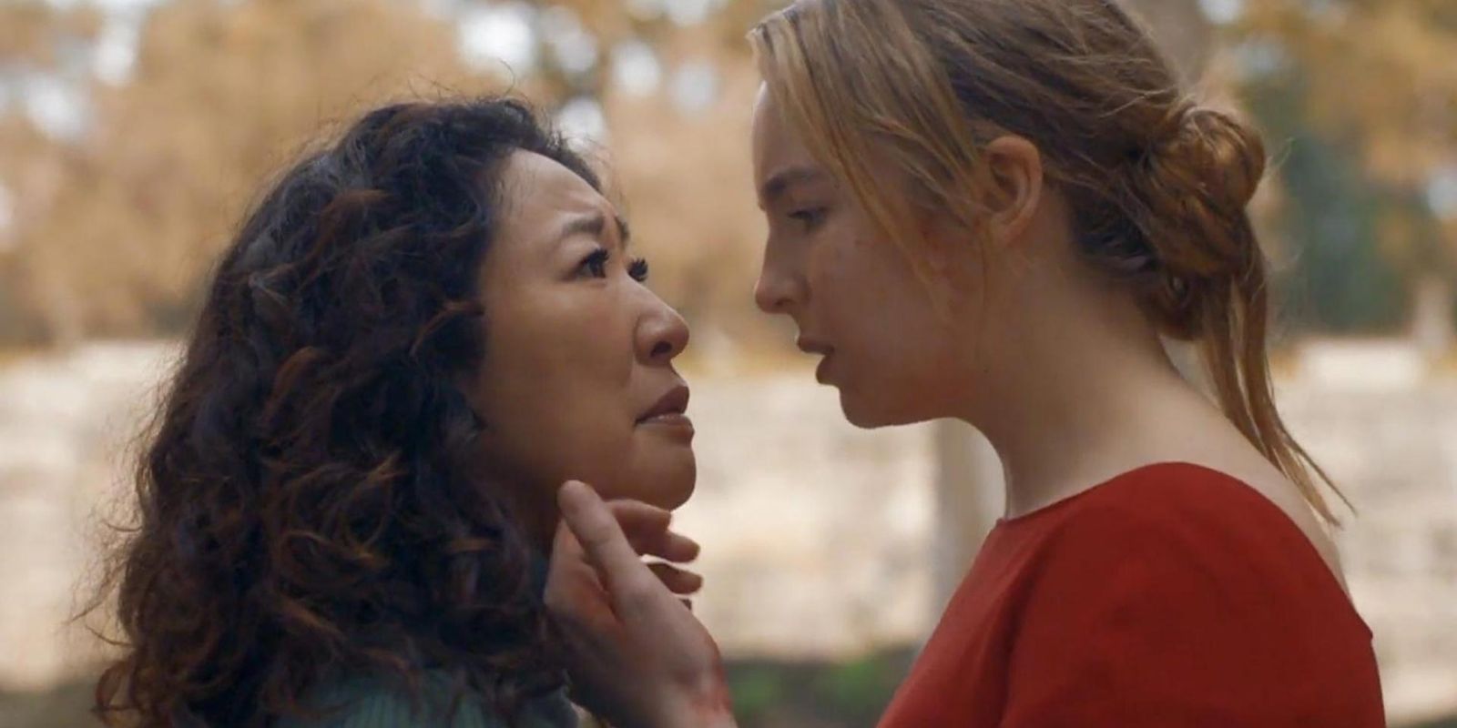 Villanelle touches Eve's face in Killing Eve