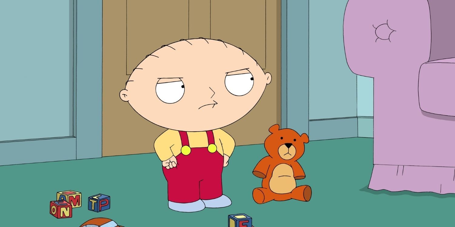 Stewie looks judgmentally in Family Guy.