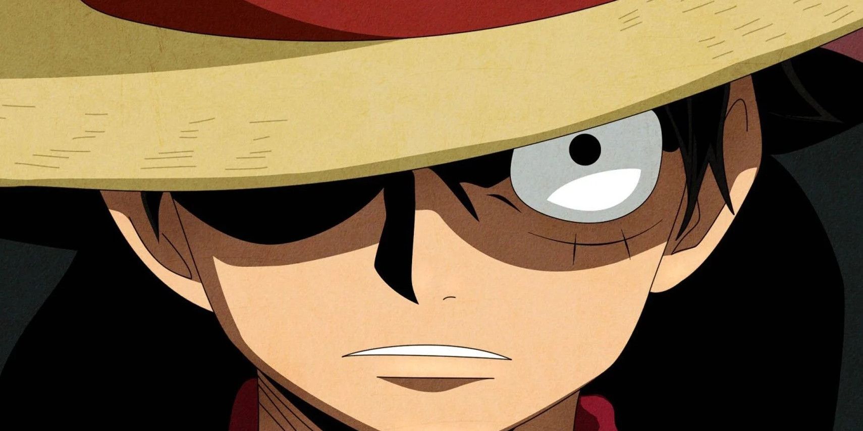 A close-up of Luffy in One Piece