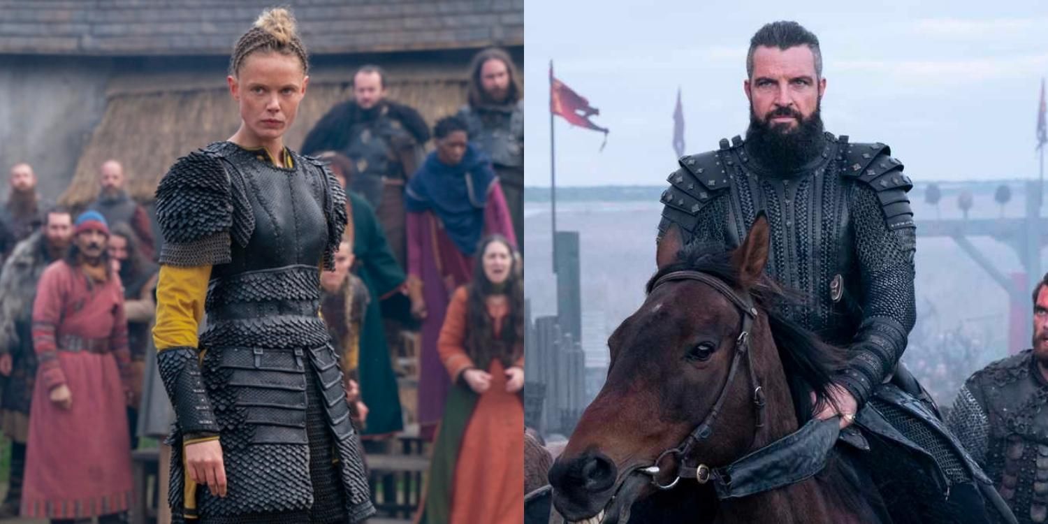 Freydis in armor and Canute on a horse in Vikings Valhalla