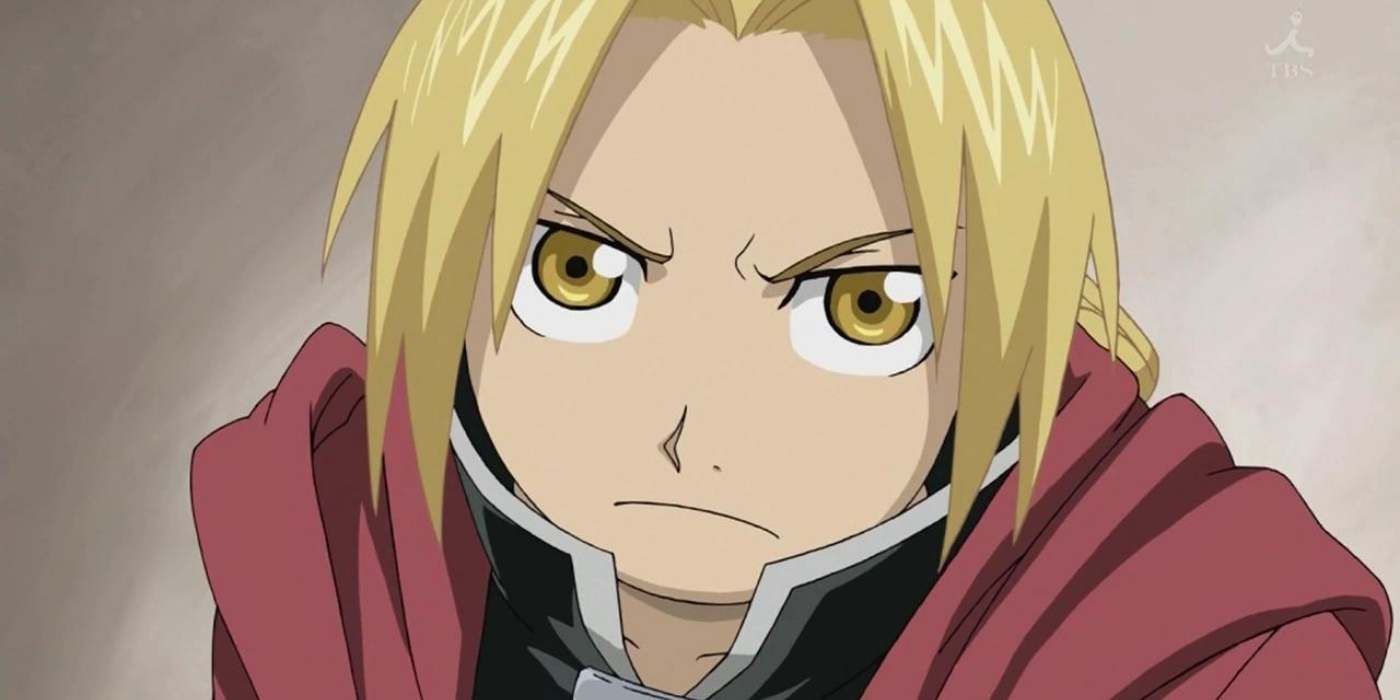 Edward frowning and looking up in Fullmetal Alchemist