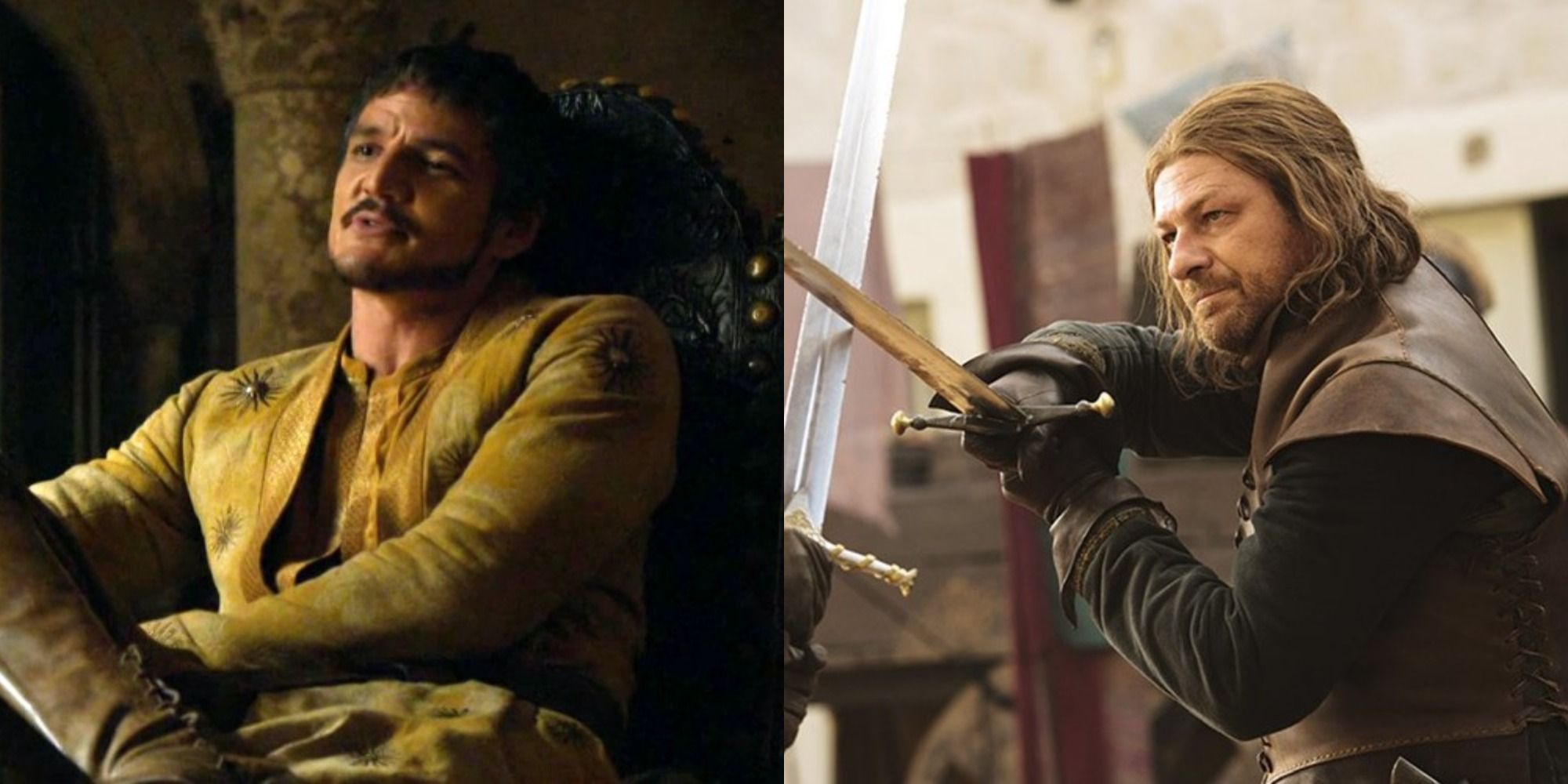 Split image of Oberyn Martell and Ned Stark in Game of Thrones