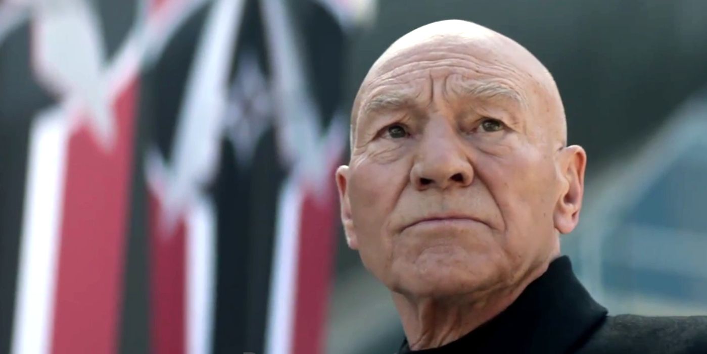A concerned Picard looking up