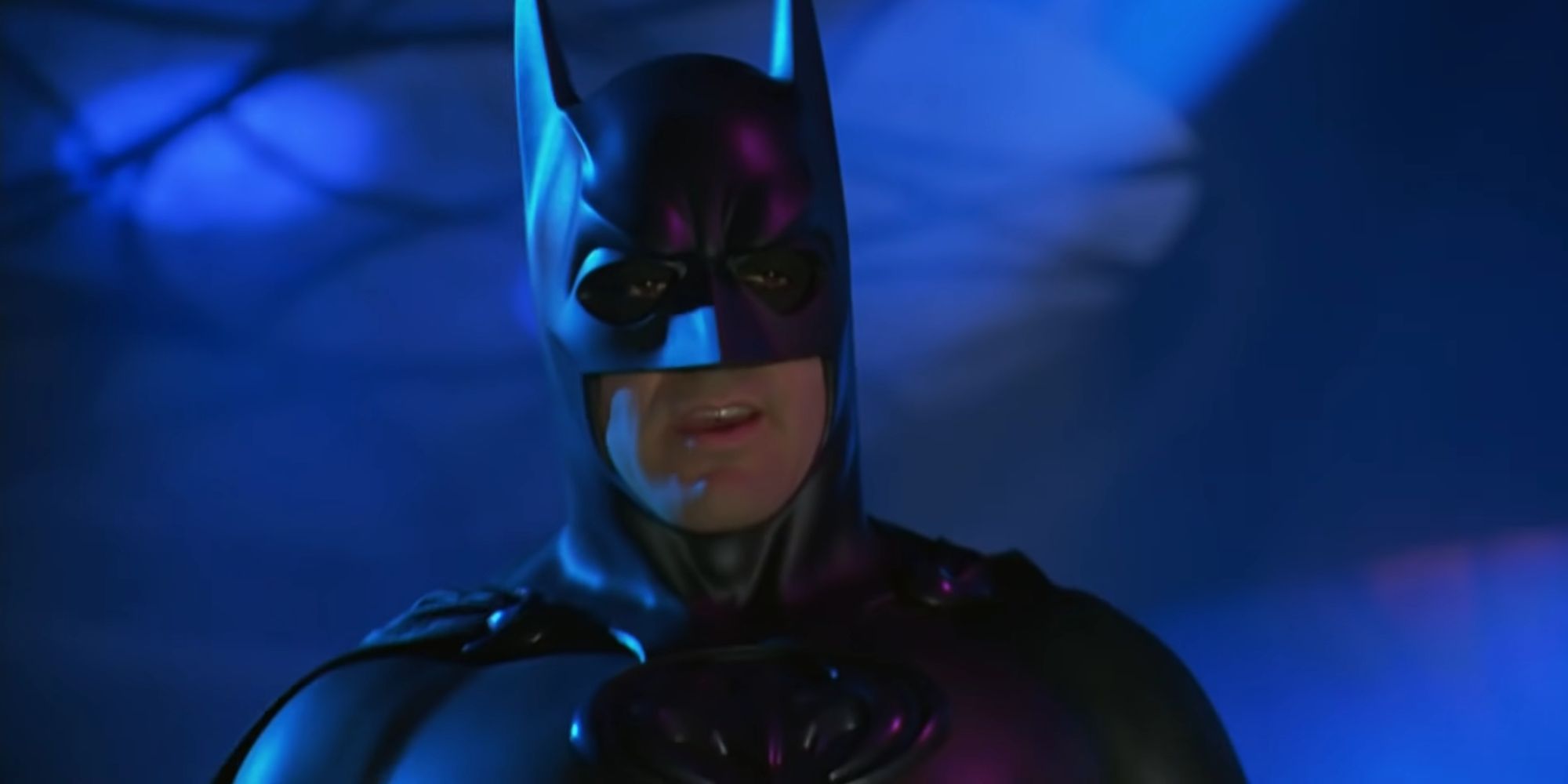 George Clooney as Batman making his entrance in Batman &amp; Robin