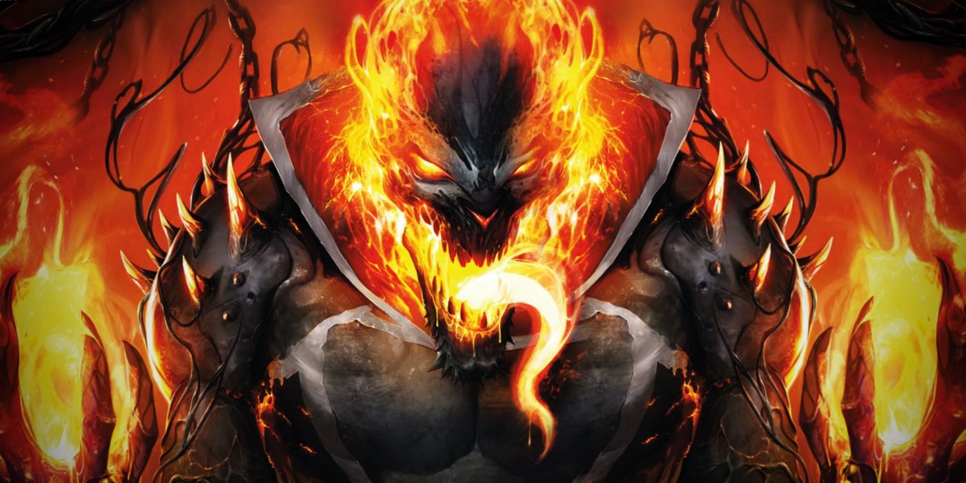 Ghost Rider with Venom Symbiote Tongue Comic Art