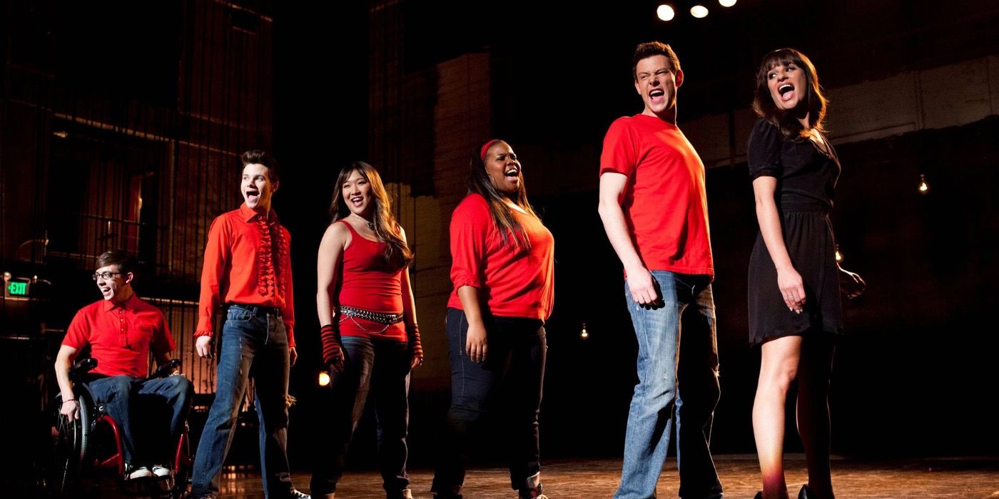 The Glee cast singing Don't Stop Believin'