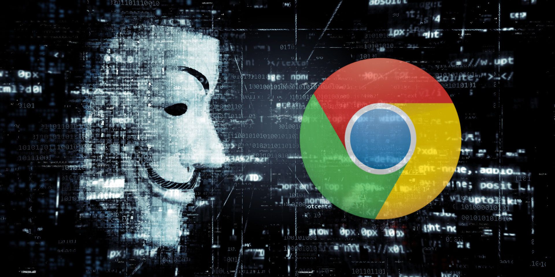 Google Chrome logo with Anonymous mask
