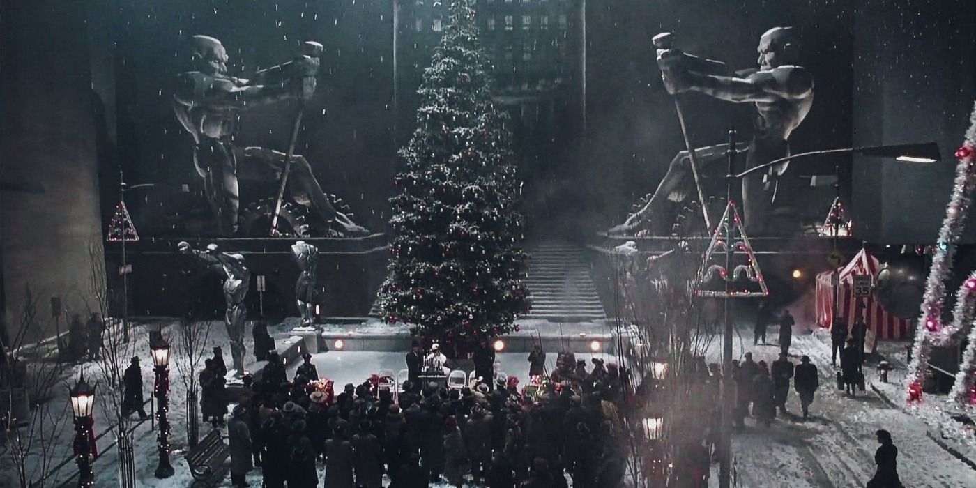 Gotham Square during Christmas in Batman Returns
