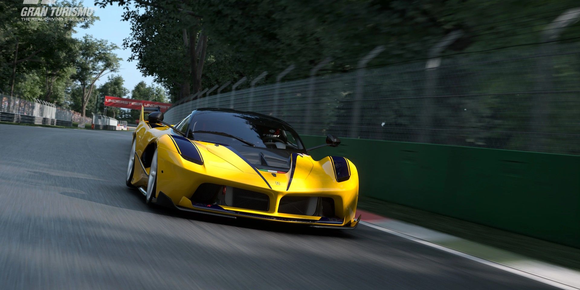 Gran Turismo 7 Ferrari racing down track