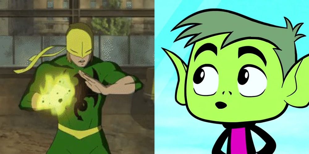 Split image showing Greg Cipes as Iron Fist and as Beast Boy in Teen Titans Go!
