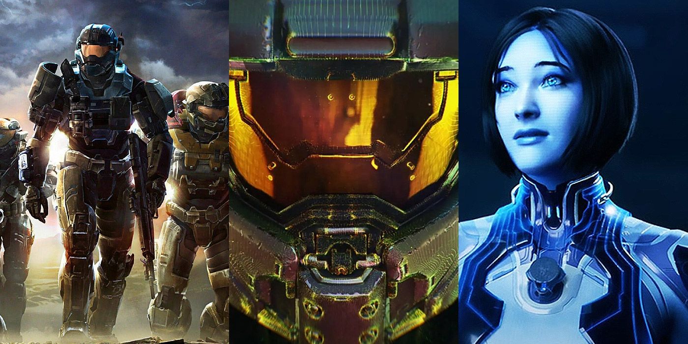 Split image of Spartans, Master Chief and Cortana from Halo