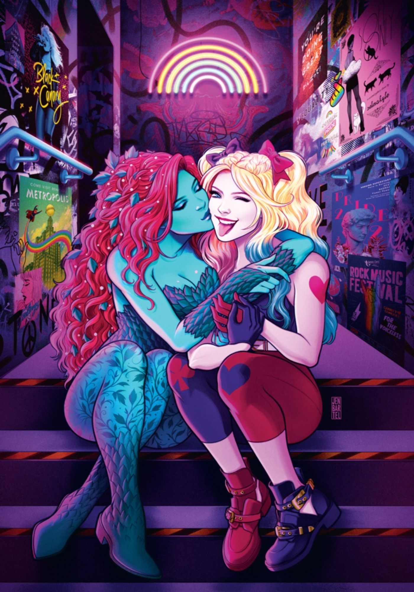 Harley Quinn & Poison Ivy Share Sweet Moment in DC Pride Celebration Art