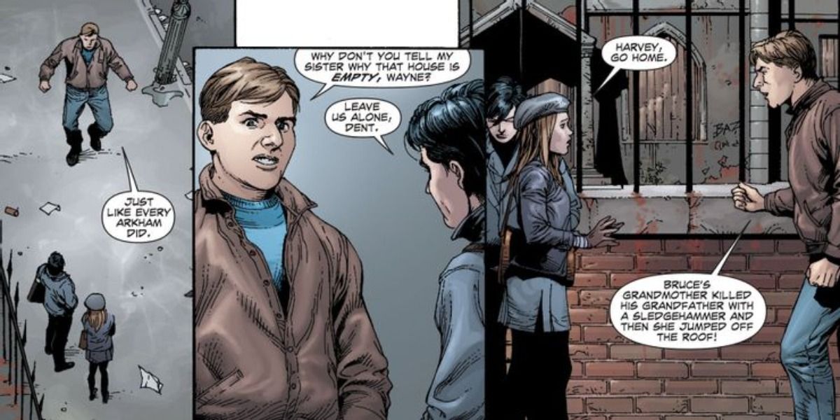A young Harvey Dent bullying Bruce in Earth One