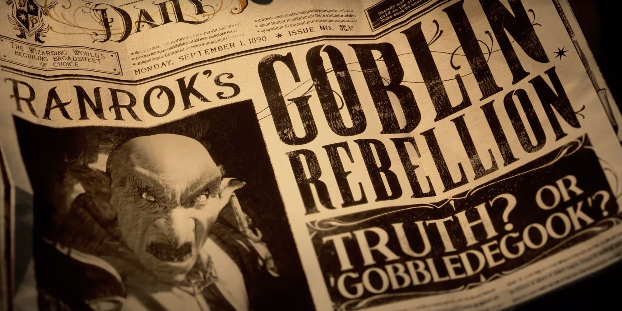 An issue of the Daily Prophet reveals a Goblin Rebellion is starting during Hogwarts Legacy