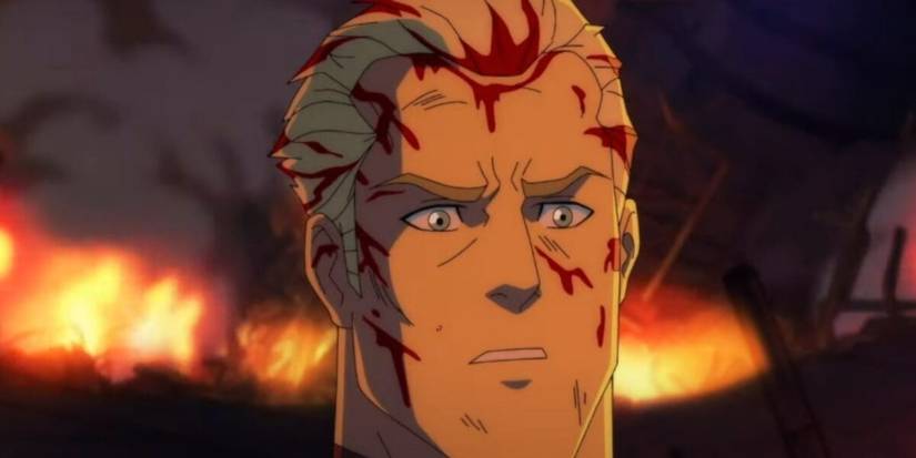 Homelander with blood on his face in The Boys: Diabolical