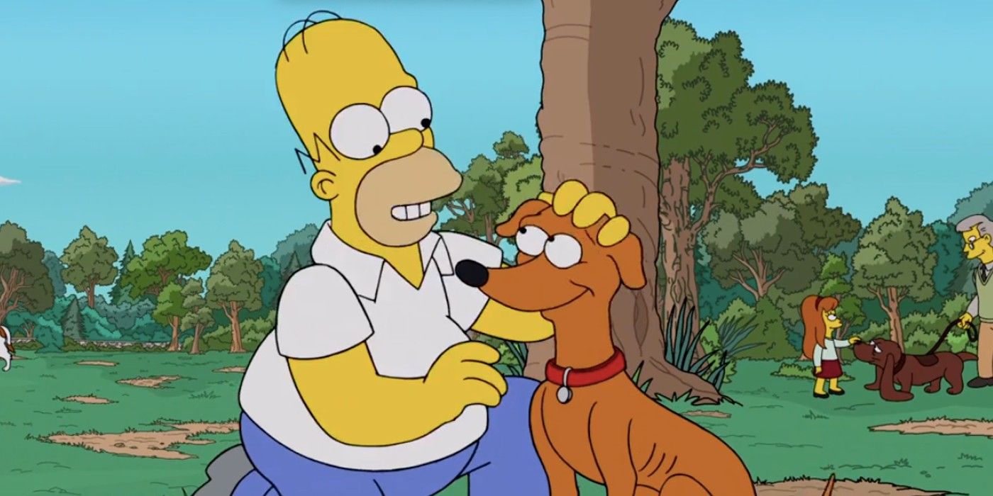 Homer playing with Santas Little Helper Simpsons Season 33