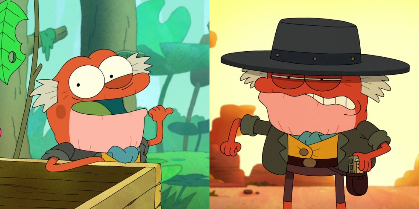 Split Image Of Hop Pop Plantar From Season 1 and Season 2 Of Amphibia