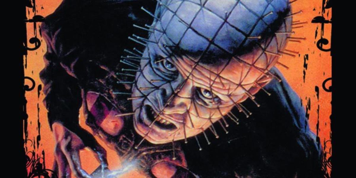 Pinhead grimaces while looking up from Clive Barker's Hellraiser
