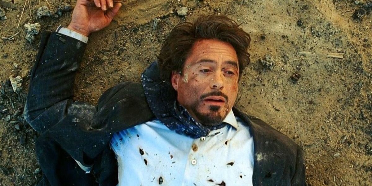 Tony Stark after being caught in an explosion in Iron Man.