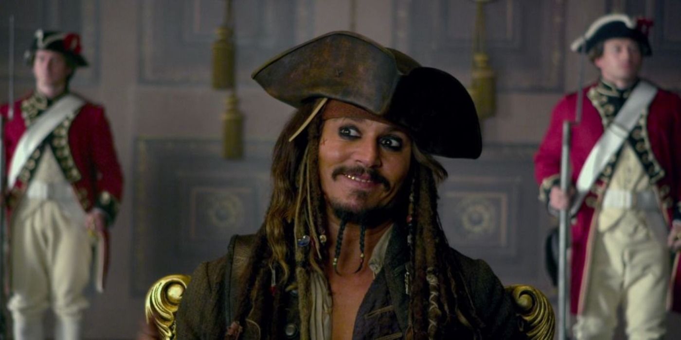 Jack Sparrow smiling in Pirates of the Caribbean