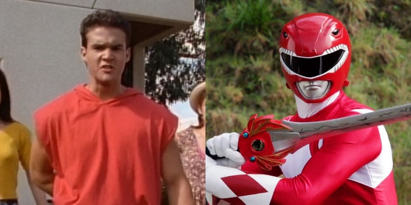 Split Image Of Jason, The First Red Ranger, From Mighty Morphin Power Rangers
