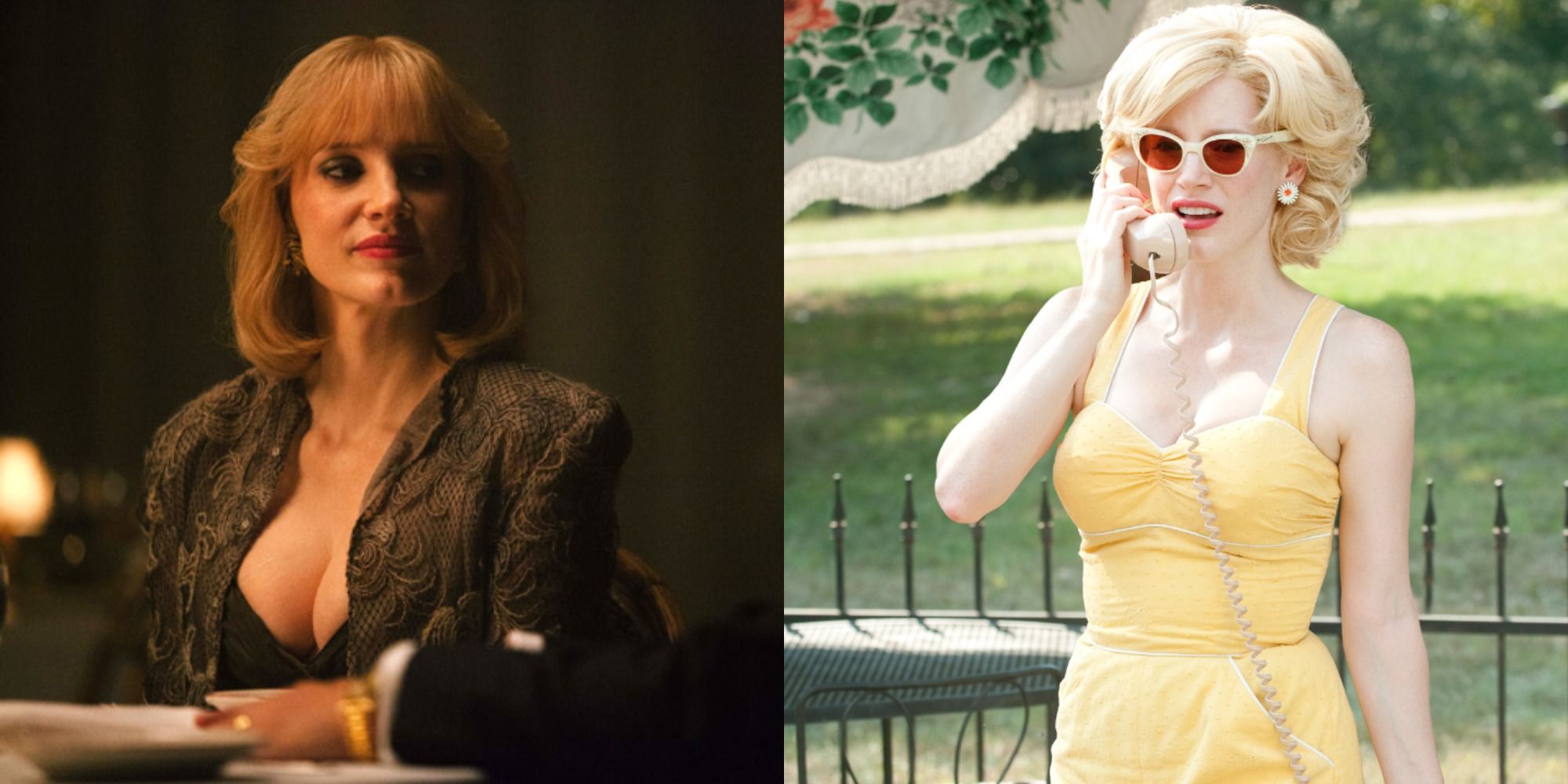 Split image showing Jessica Chastain in A Most Violent Year and The Help