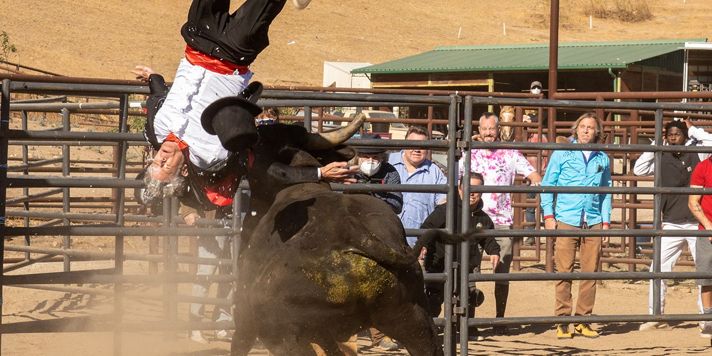Johnny Knoxville gets hit by a bull in Jackass Forever