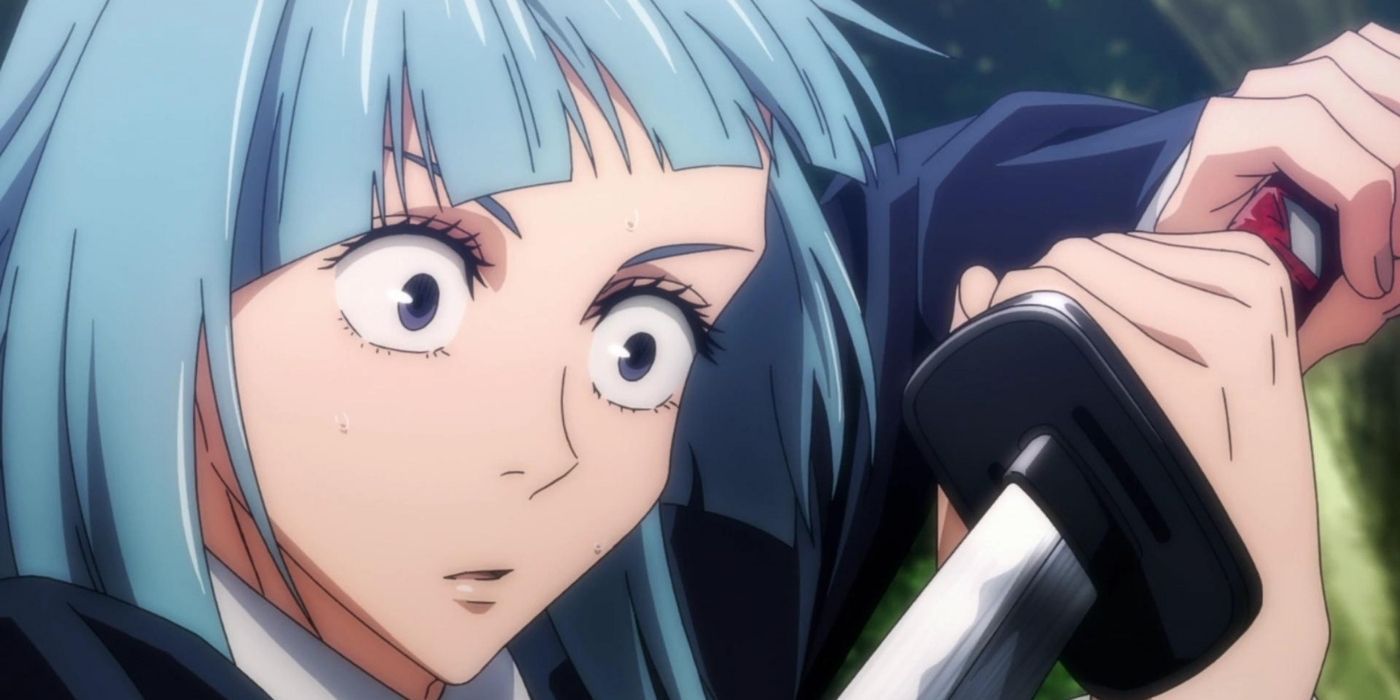 Miwa looking surprised while holding a katana in Jujutsu Kaisen