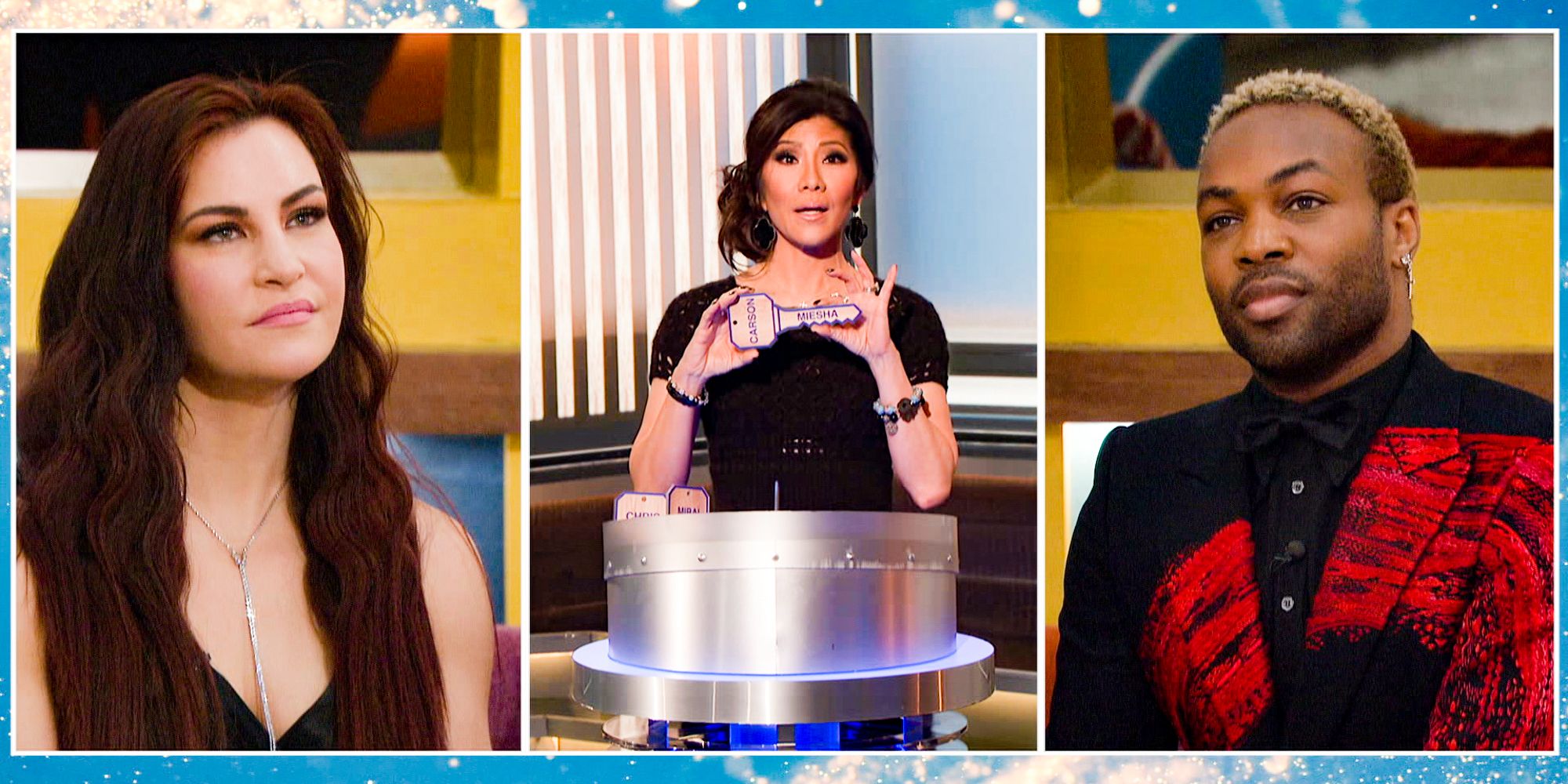 Julie Chen revealing the jury votes for Miesha Tate and Todrick Hall on the Celebrity Big Brother 3 finale