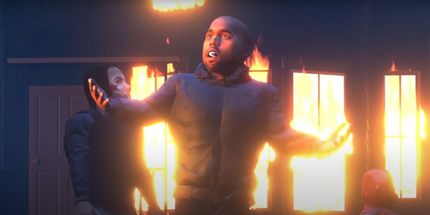 kanye west in eazy animated music video