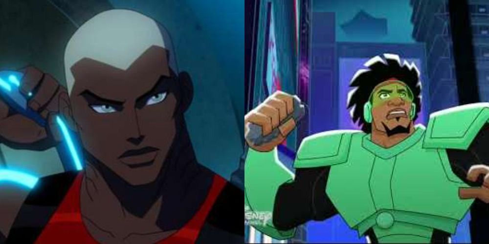 Split image showing Khary Payton as Aqualad in Young Justice and as Wasabi