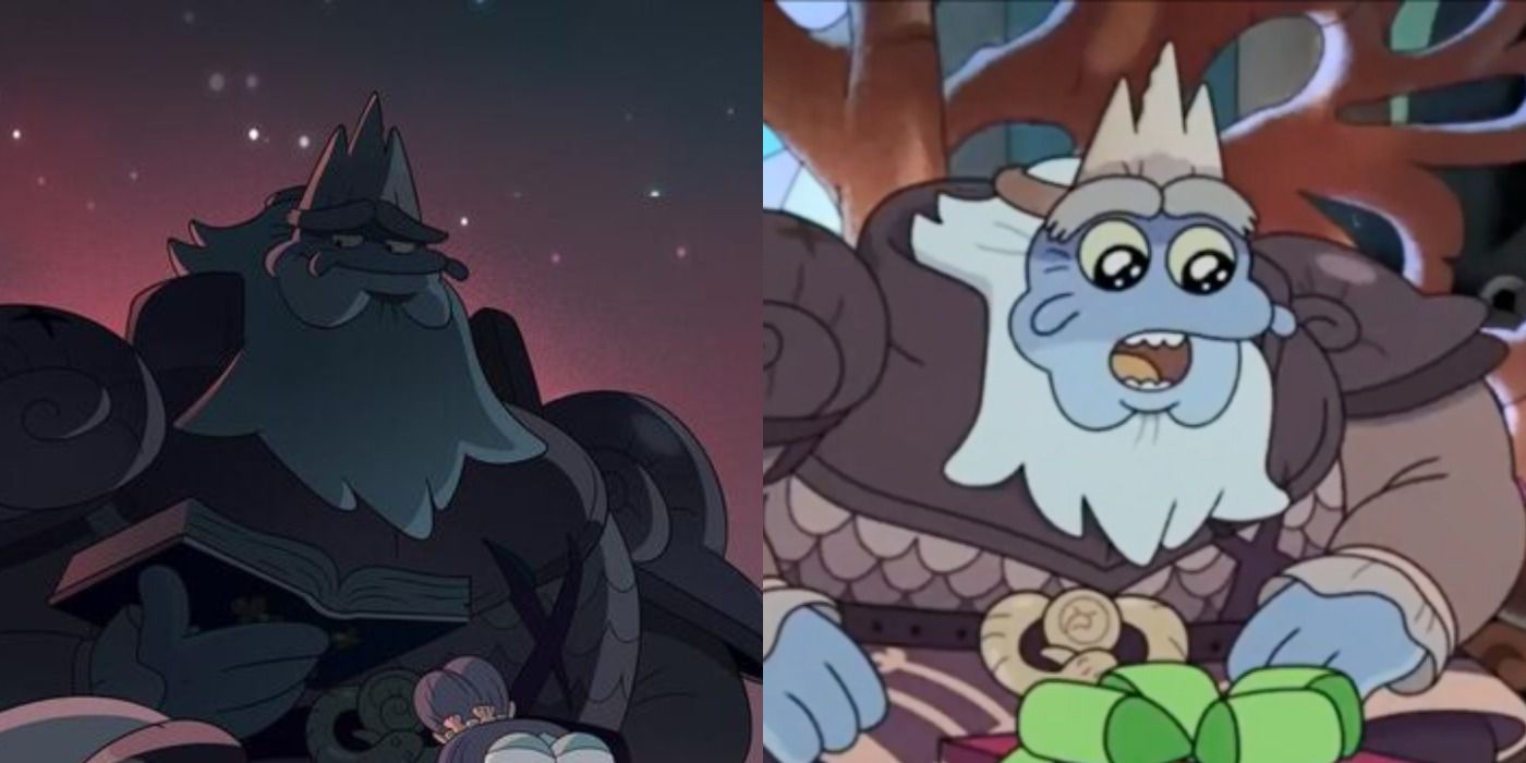 Split Image of King Andrias From Season 2 and Season 3 of Amphibia