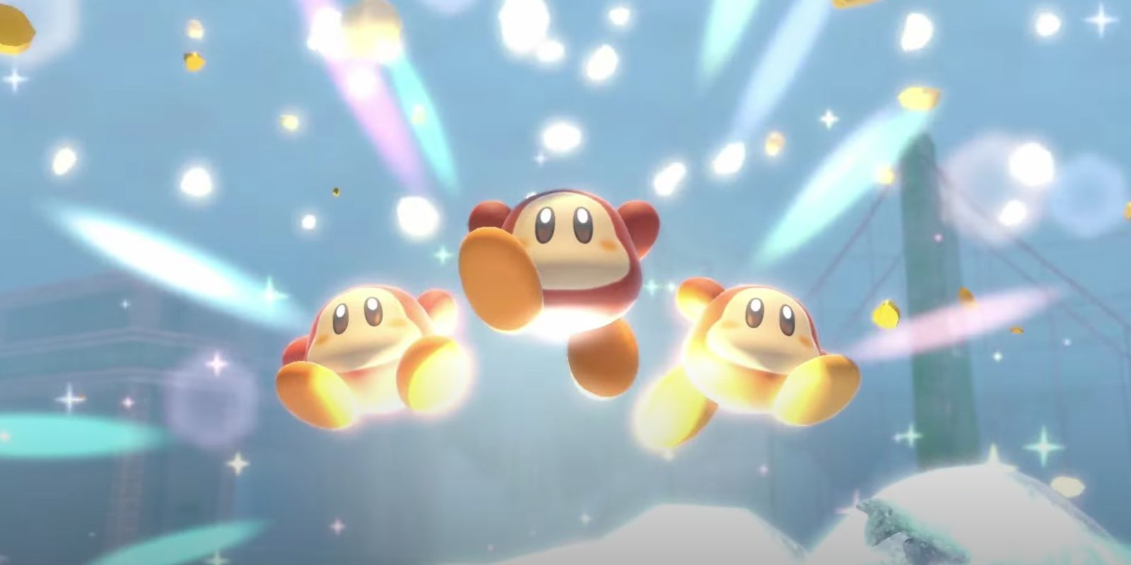 Rescued Waddle Dees in Kirby &amp; The Forgotten Land's Battle for Blizzard Bridge