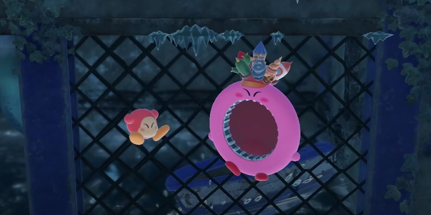 Rescuing a Waddle Dee in Kirby &amp; The Forgotten Land's Windy, Freezing Seas