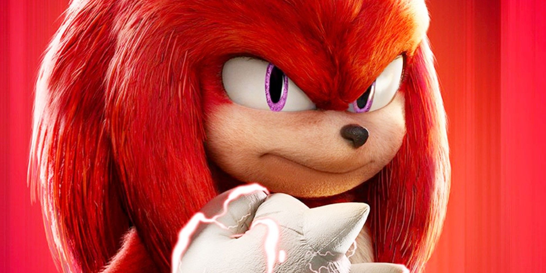 Knuckles making a fist with a red background in Sonic the Hedgehog 2 Poster