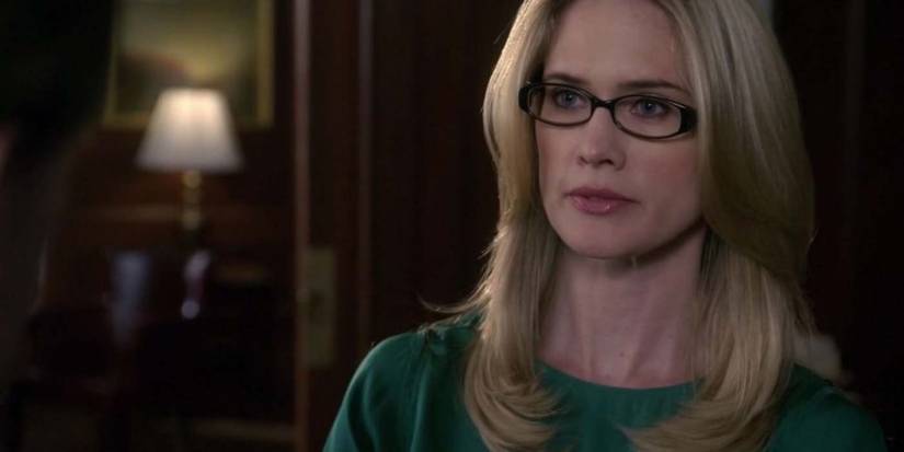 Alex Cabot looking serious in Law & Order: SVU