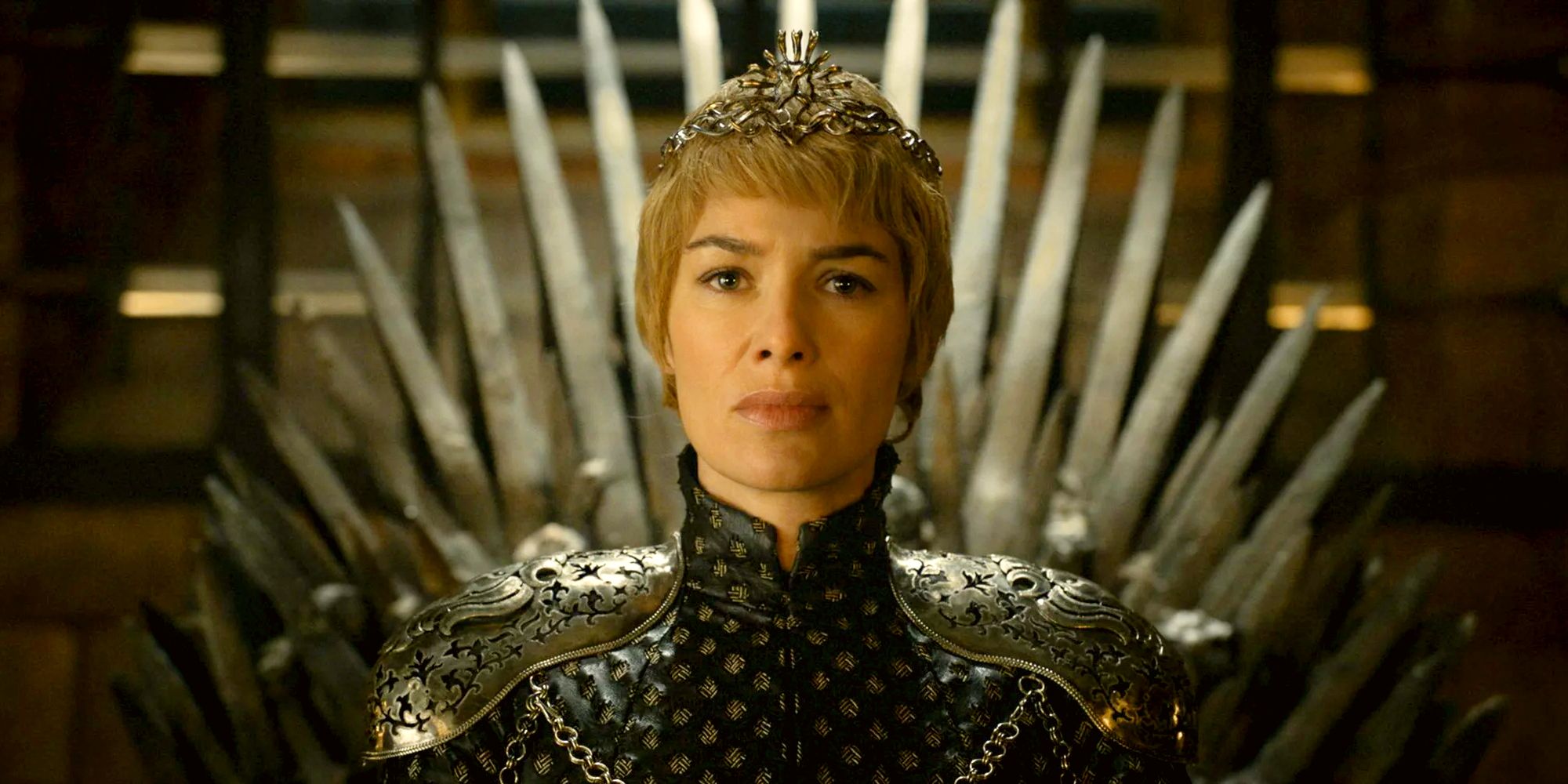 Cersei on the throne in Game of Thrones.