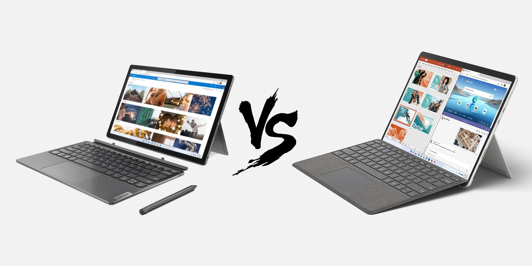 The IdeaPad Duet 5i and Surface Pro 8 are detachable 2-in-1 Windows laptops